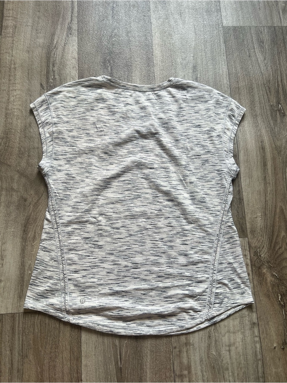 Lululemon Womens White and Black Lost in Pace Short Sleeve Athletic Top